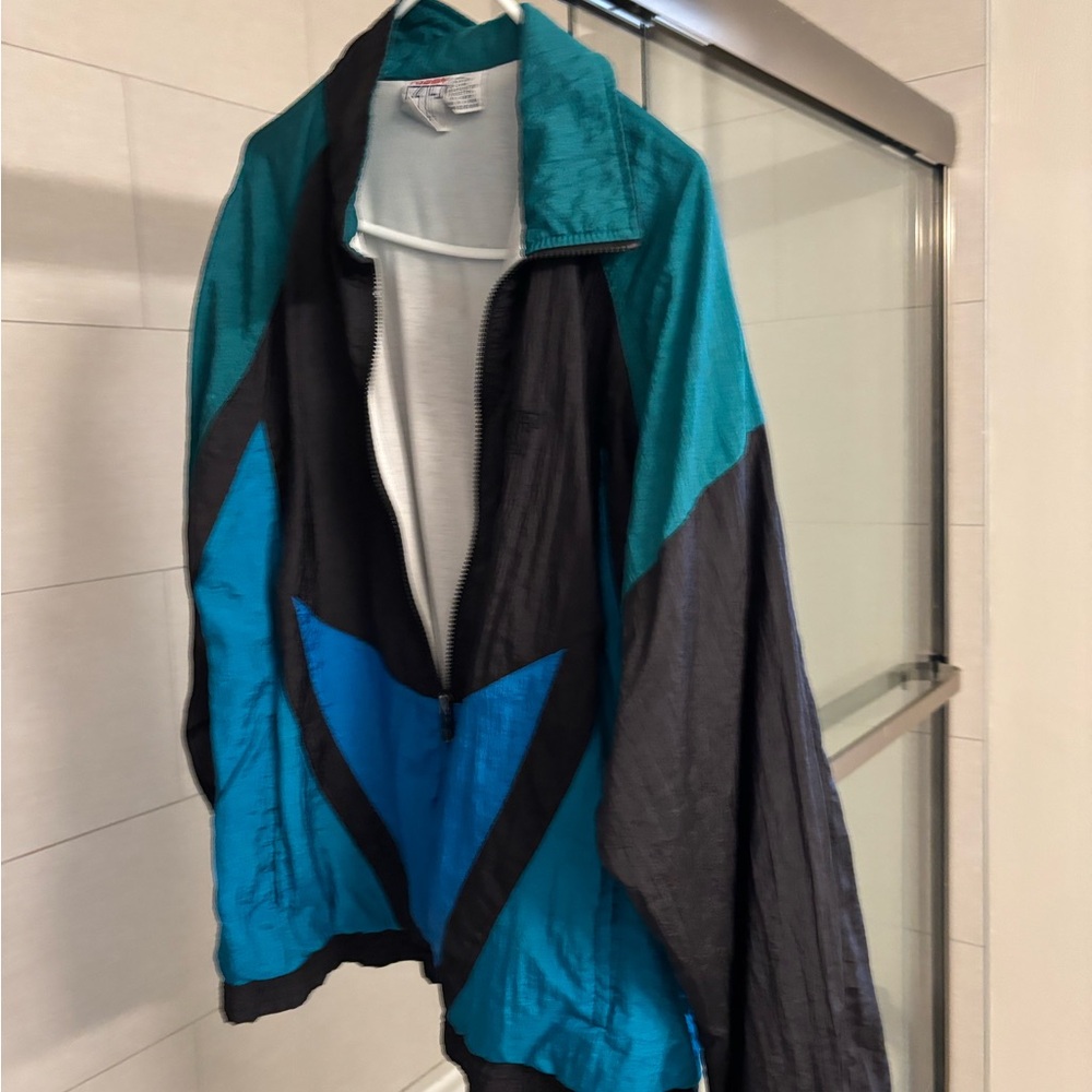 Teal and Black Zip-Up Jacket